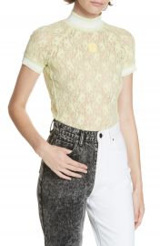 T by Alexander Wang Rib Trim Lace Top at Nordstrom