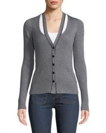 T by Alexander Wang Skinny Ribbed Layered Fitted Cardigan at Neiman Marcus