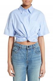 T by Alexander Wang Twist Front Crop Shirt at Nordstrom