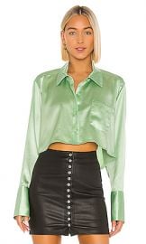 T by Alexander Wang Wet Shine  amp  Go Cropped Blouse in Mint from Revolve com at Revolve