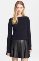 T by Alexander Wang Zip Shoulder Ribbed Sweater at Nordstrom