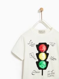 T-shirt with Sequin Traffic Light at Zara