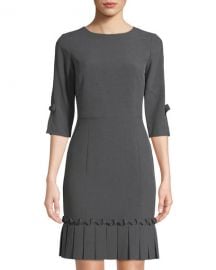 TAHARI ASL SHARKSKIN PLEATED HEM SHEATH DRESS at Last Call