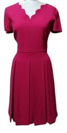 TAHARI Size 6P PETITE Fit ampamp Flare Dress POCKETS Scalloped Neckline Lined Berry eBay at eBay