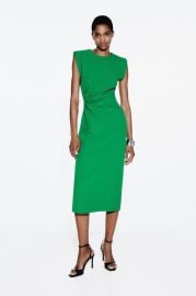 TAILORED WAIST MIDI DRESS at Zara