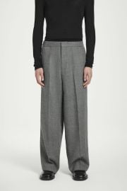 TAILORED WOOL-FLANNEL STRAIGHT-LEG TRACK PANTS - GRAY MLANGE COS at COS