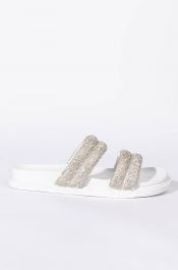 TAKE ME TO SPACE FLAT SANDAL IN WHITE at Akira