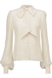 TALITHA Pussy-bow silk crepe de chine blouse at The Outnet