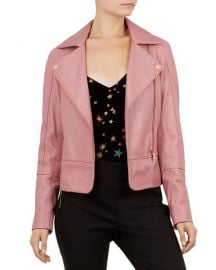 TED BAKER LIZIA LEATHER BIKER JACKET at Bloomingdales