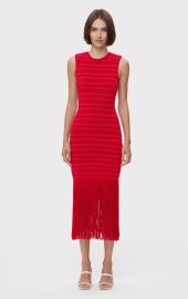 TEXTURED CHENILLE SL FRINGE MIDI DRESS HERV LGER at Herve Leger