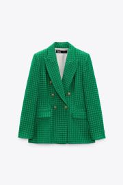 TEXTURED DOUBLE BREASTED BLAZER - Green  Ecru   United States at Zara