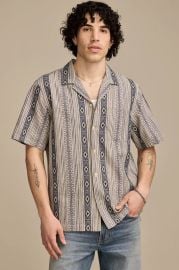 TEXTURED STRIPE CAMP COLLAR SHORT SLEEVE SHIRT Lucky Brand at Lucky Brand