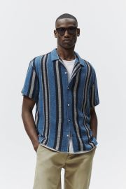 TEXTURED STRIPED SHIRT - Blue United States at Zara