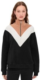 THE GREAT. The Colorblock Plush Chalet Sweatshirt Almost Black 0 at Shopbop