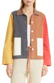 THE GREATThe Chore Patchwork Coat in Multi Color Patchwork Size 0 at Nordstrom