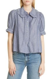 THE GREATThe Fern Chambray Shirt in Navy Chambray  at Nordstrom