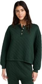 THE GREATThe Quilted Henley Sleep Sweatshirt Pine 2 at Shopbop