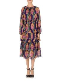 THE KOOPLES HINDU FLOWER PRINT SILK MIDI DRESS at Bloomingdales