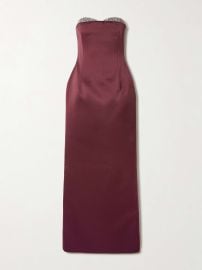 THE NEW ARRIVALS ILKYAZ OZEL Noélie strapless crystal-embellished satin maxi dress at Net a Porter