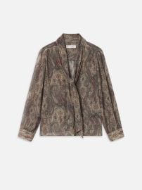 THE PAISLEY SILK TIE BLOUSE ECRU MULTI at Frame