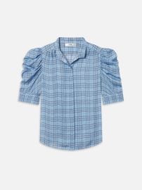 THE PLAID GILLIAN TOP SKY BLUE MULTI at Frame