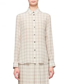 THE ROW Jonas Squiggle Print Button-Front Silk Shirt at Neiman Marcus