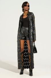 THE SNEAK PEEK STUDDED PU LONG CARDIGAN IN BLACK AKIRA at Akira