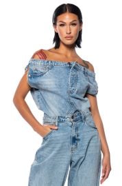 THE WAY I WANT OFF THE SHOULDER DENIM TOP AKIRA at Akira