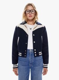 THE WESTERN VARSITY BOMBER JACKET COOL YOUR JETS MOTHER DENIM at Mother