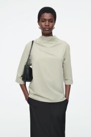 TIE-NECK JERSEY TOP - BEIGE COS at COS