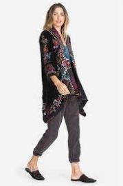 TINASHA VELVET DRAPED CARDIGAN at Johnny Was