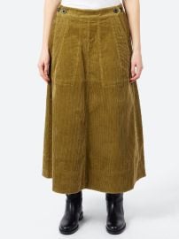 TOAST - Organic Cord A Line Skirt in Antique Olive at gravitypope