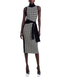 TOCCIN Peggy Sleeveless Turtleneck Tie Front Windowpane Dress Bloomingdales at Bloomingdales