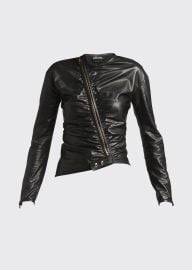 TOM FORD Asymmetric Ruched Leather Jacket - at Bergdorf Goodman