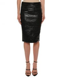 TOM FORD Crocodile-Embossed Leather Knee-Length Skirt at Neiman Marcus