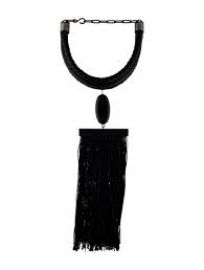 TOM FORD DYED CALCITE, HORN & LEATHER TASSEL FRINGE NECKLACE at The Real Real