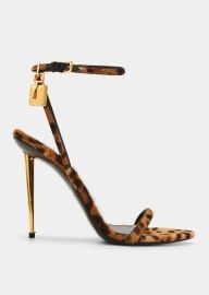 TOM FORD Lock 105mm Leopard Ankle-Strap Sandals - at Bergdorf Goodman