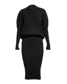 TOM FORD Long-Sleeve Ribbed Stretch-Cashmere Hooded Dress w Blouson Top at Neiman Marcus