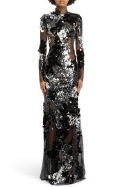 TOM FORD Long Sleeve Sequin Mesh Gown at Nordstrom