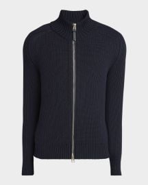TOM FORD Menx27s Ribbed Full-Zip Sweater at Neiman Marcus