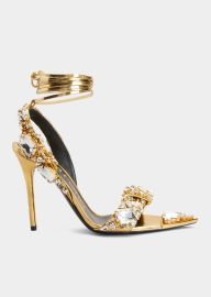 TOM FORD Metallic Crystal Ankle-Tie Sandals - at Bergdorf Goodman