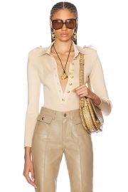 TOM FORD Ribbed Long Sleeve Bodysuit in Soft Beige FWRD at FWRD