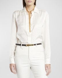 TOM FORD Striped Silk Button-Front Blouse at Neiman Marcus