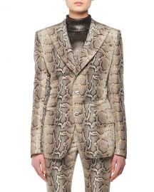 TOM FORD Two-Button Snake-Print Stretch-Cotton Twill Jacket at Neiman Marcus