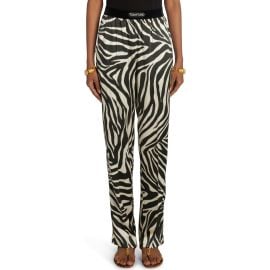 TOM FORD Zebra Print Stretch Silk Satin Pajama Pants at Nordstrom