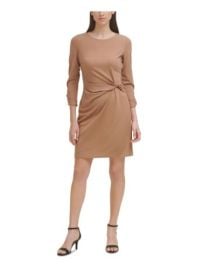 TOMMY HILFIGER Womens Brown Twist Front 34 Sleeve Above The Knee Dress 6 195105518625 eBay at eBay