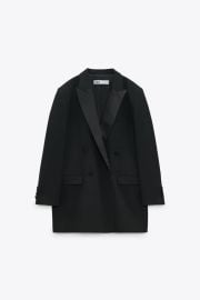 TONAL LAPEL DOUBLE BREASTED BLAZER - Black   United States at Zara