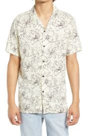 TOPMAN Menx27s Floral Print Short Sleeve Button-Up Shirt at Nordstrom