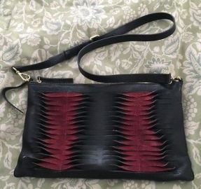 TOPSHOP BlackRed Suede Leather Crossbody Convertible Clutch Purse-NEAR MINT eBay at eBay