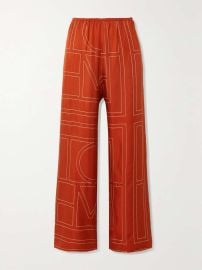 TOTEME Embroidered silk-twill wide-leg pants NET-A-PORTER at Net a Porter